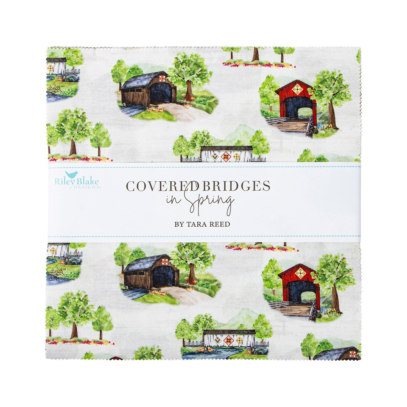 Covered Bridges in Spring 10in Squares, 42pcs/bundle