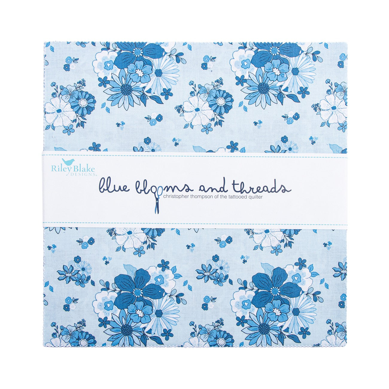 Blue Blooms and Threads 10in Squares, 42pcs