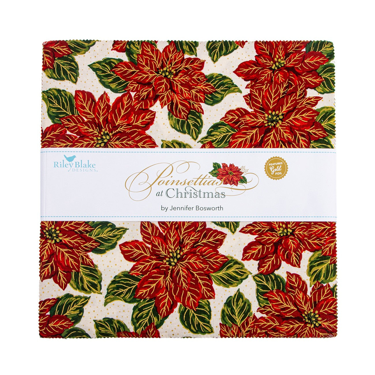 Poinsettias at Christmas 10in Squares, 42pcs/bundle