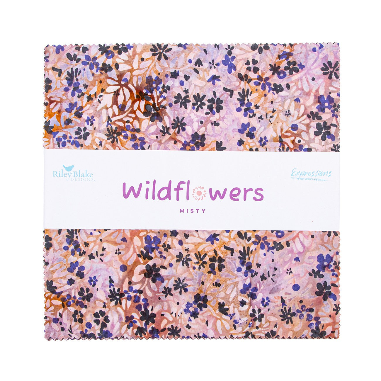 Batiks Wildflowers Misty 10in Squares A, 42pcs