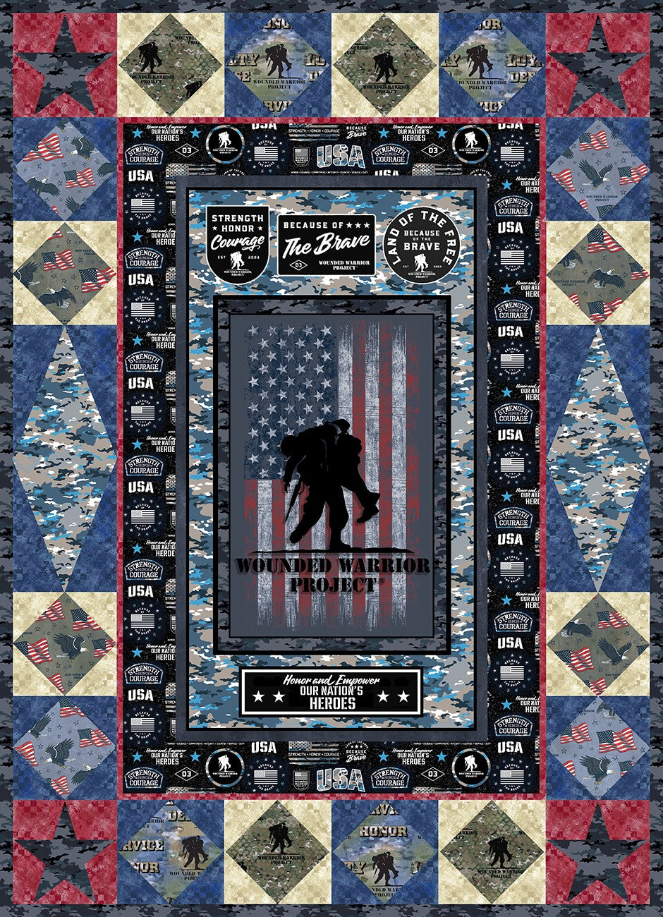 Wounded Warrior Digital Quilt Top Panel-43.5 x 60"-Free with Case Pack