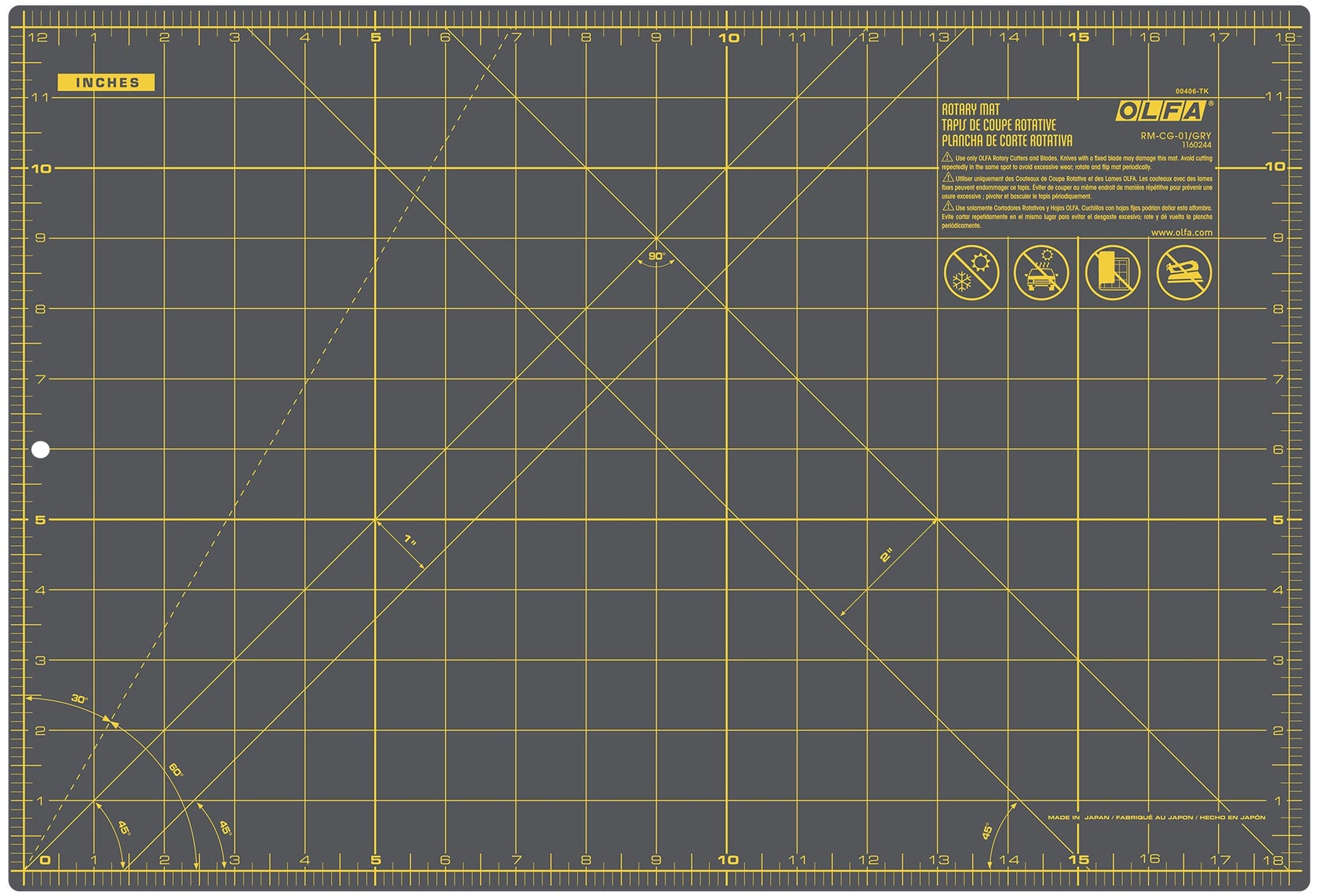 Olfa Grey Rotary Mat 12in x 18in
