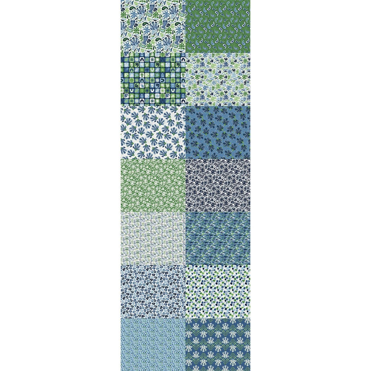 Abstract Shapes Blue/Green Flat Fat Stack 14Pc