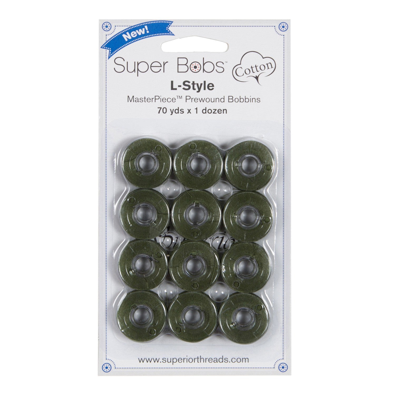 Super Bobs MasterPiece Cotton 70yd Prewound Bobbins 12ct L-Style Da Vinci