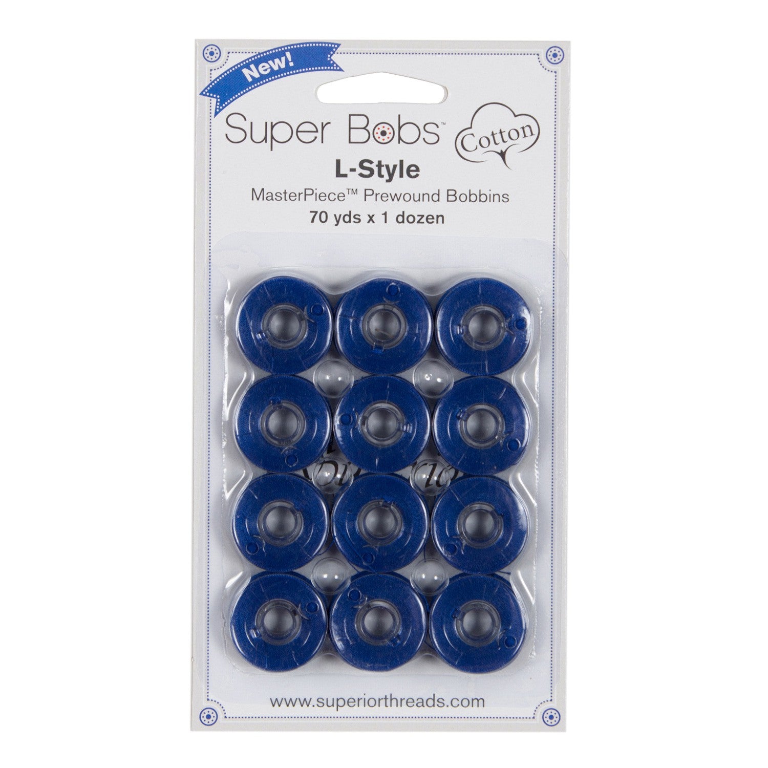 Super Bobs MasterPiece Cotton 70yd Prewnd Bobbins 12ct L-Style Starry Starry Nt