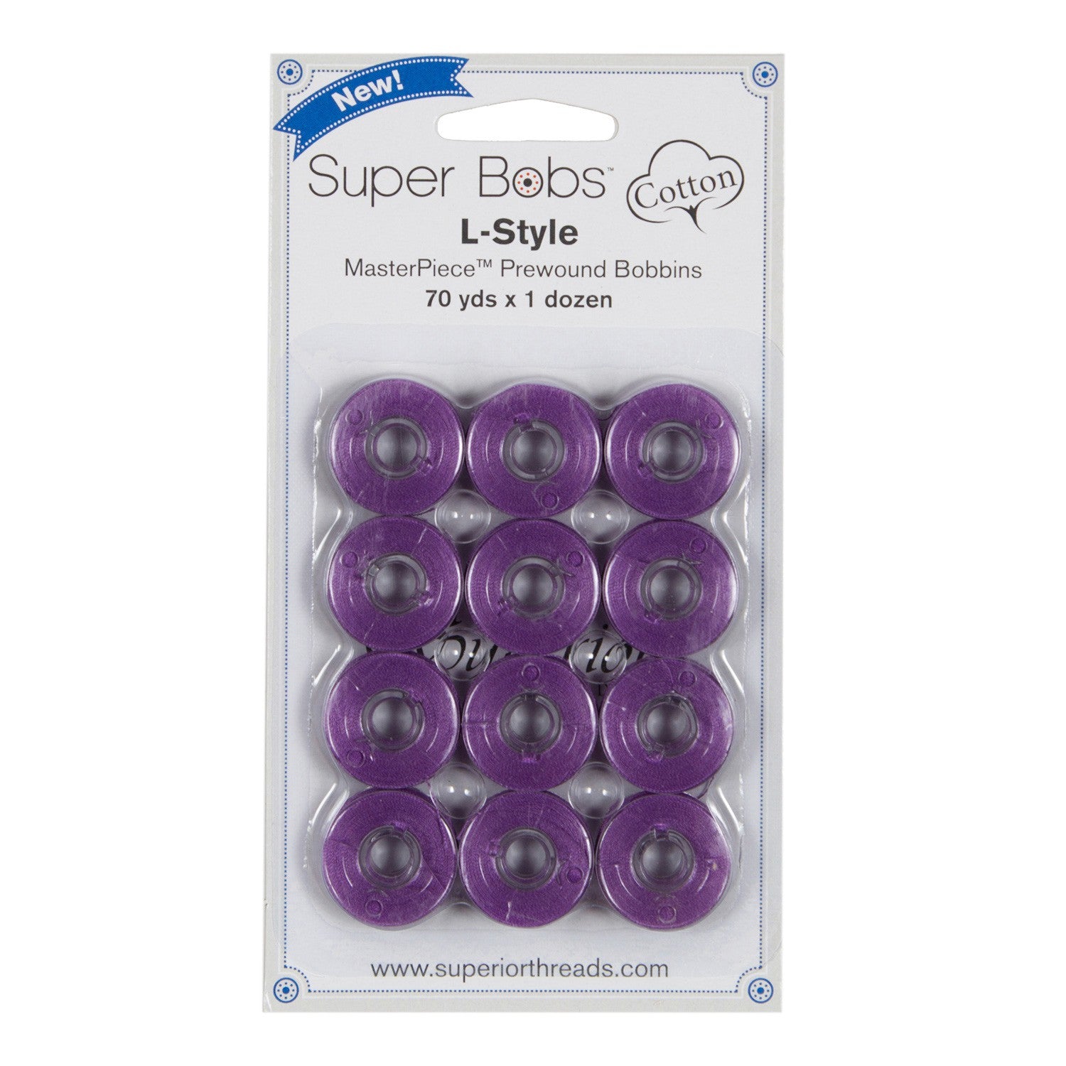 Super Bobs MasterPiece Cotton 70yd Prewound Bobbins 12ct L-Style Mona Lisa