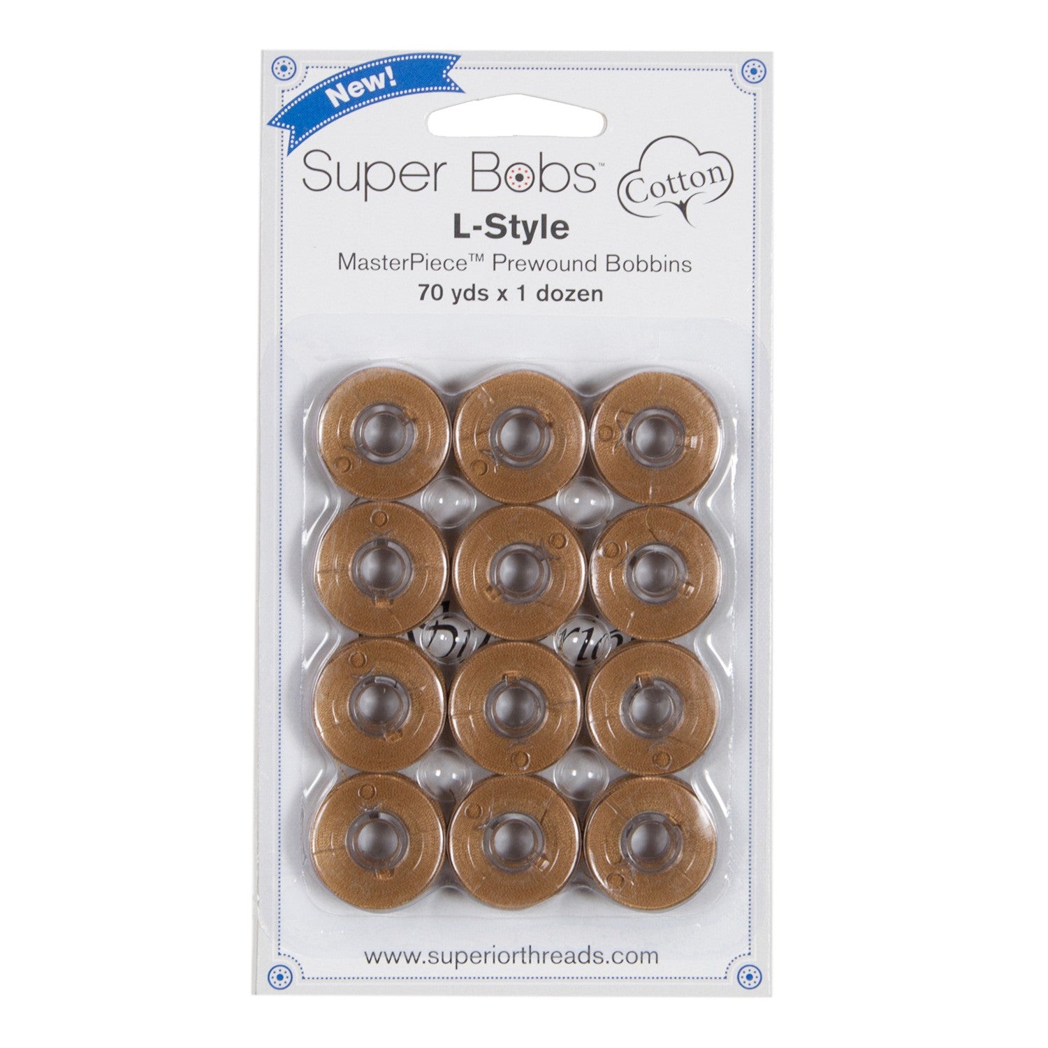 Super Bobs MasterPiece Cotton 70yd Prewound Bobbins 12ct L-Style Paint Brush