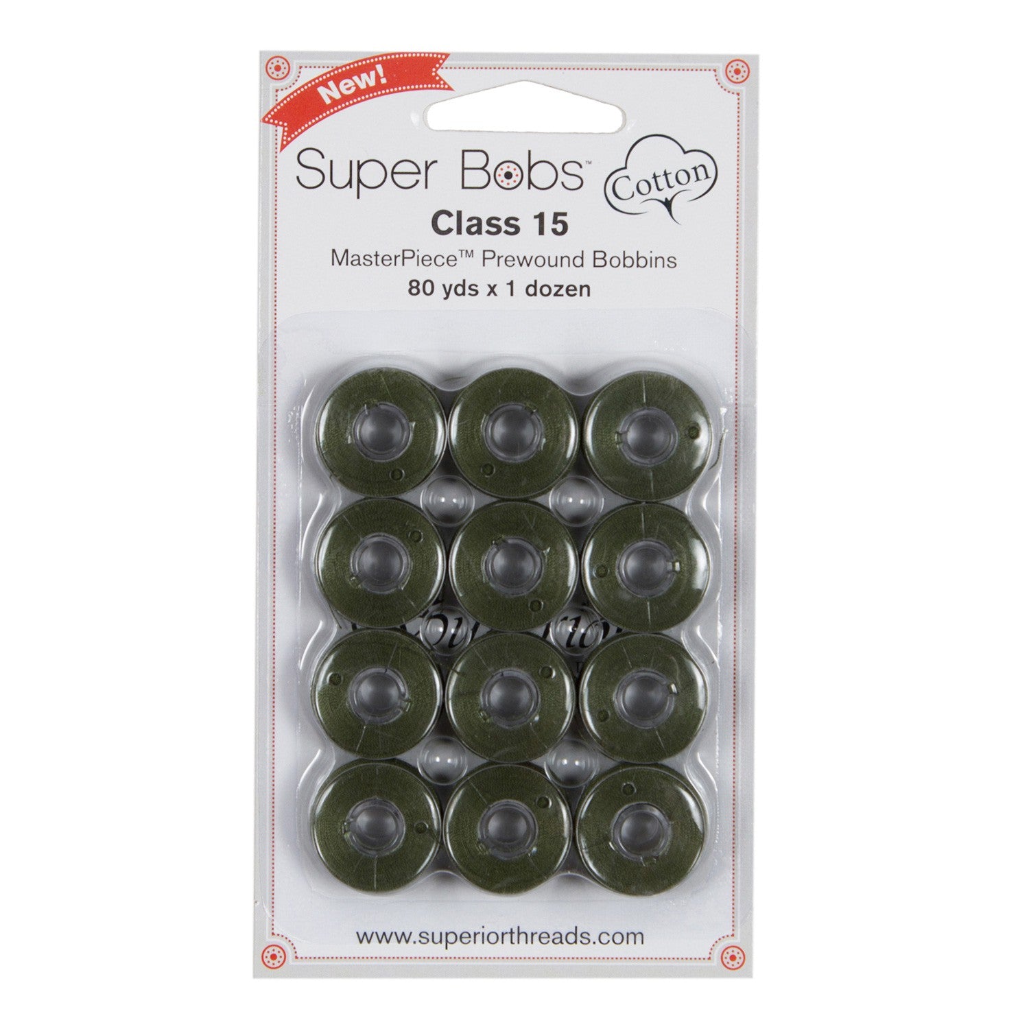 Super Bobs MasterPiece Cotton 80yd Prewound Bobbins 12ct Class 15 Da Vinci