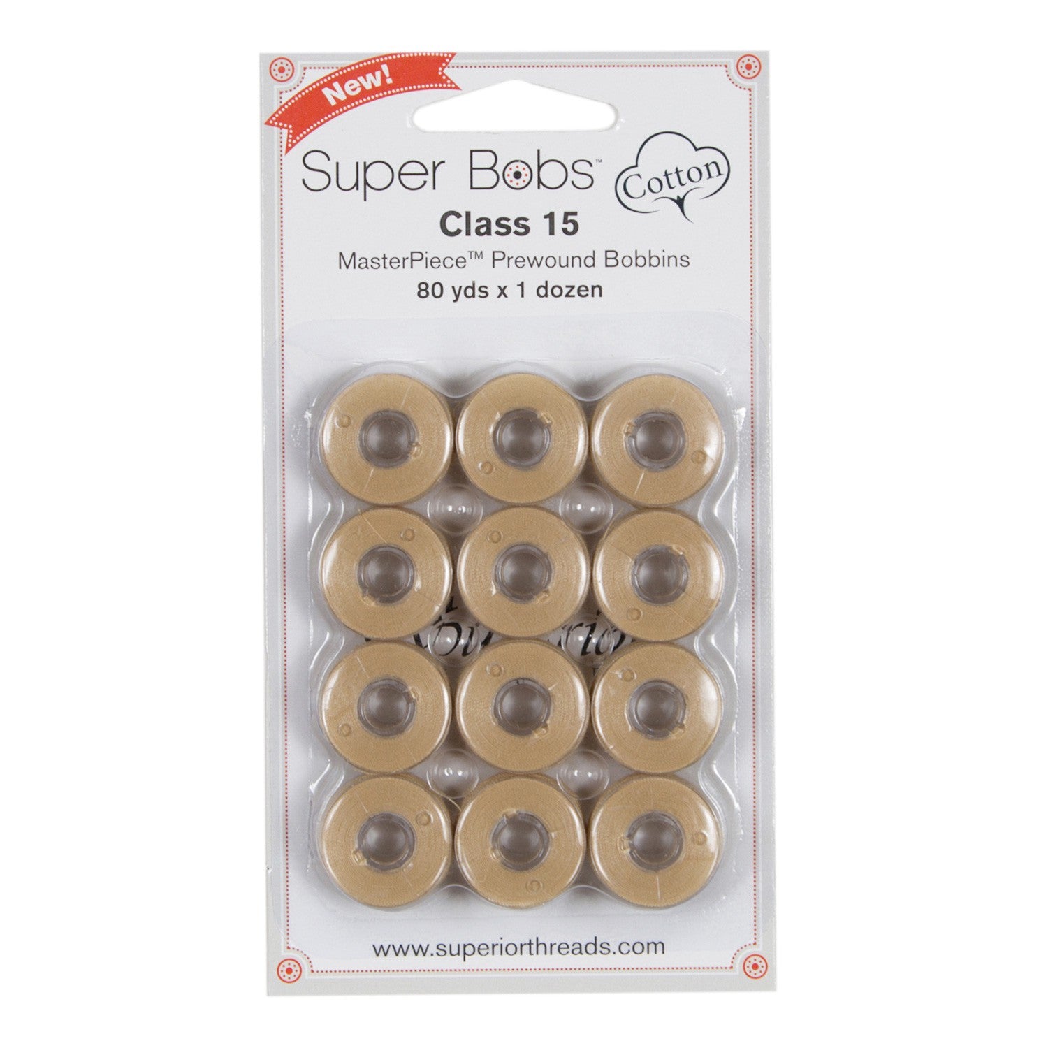 Super Bobs MasterPiece Cotton 80yd Prewound Bobbins 12ct Class 15 Ancient Scroll