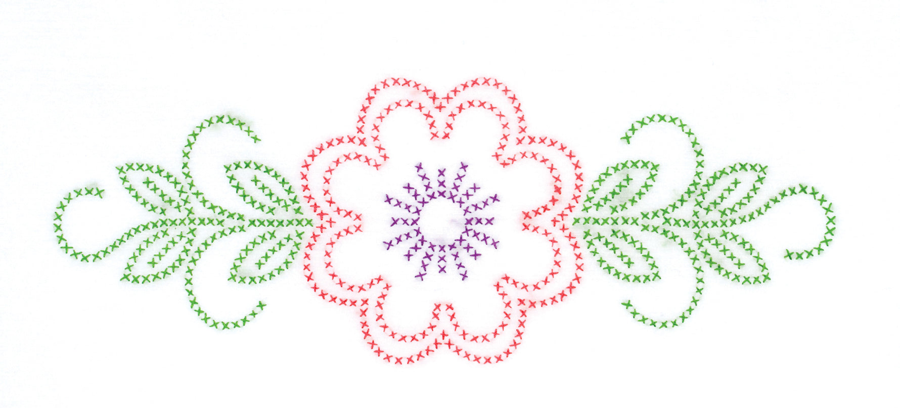 Cross-Stitch Floral Design Perle Edge Pillowcases