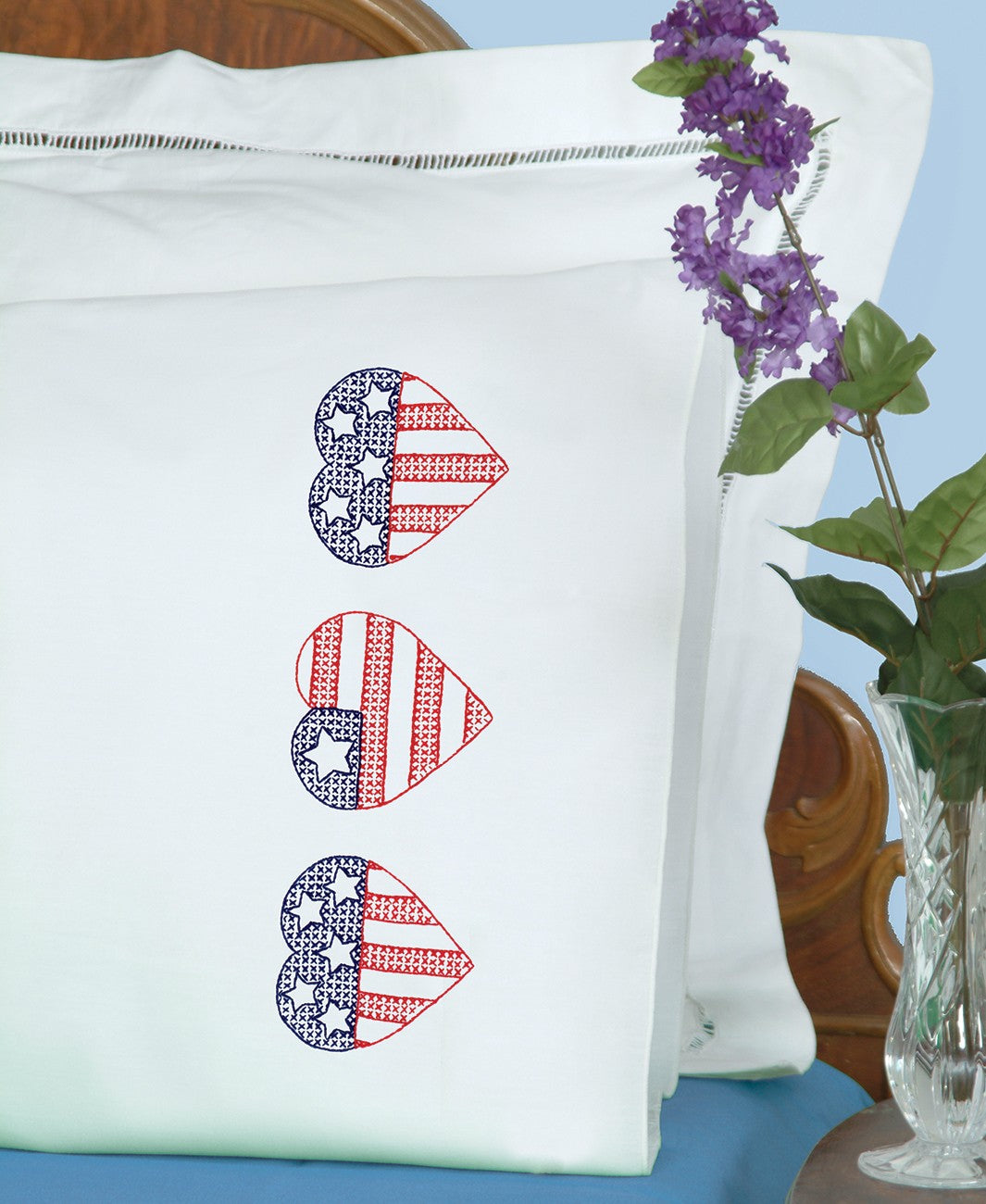 Usa Hearts Perle Edge Pillowcases
