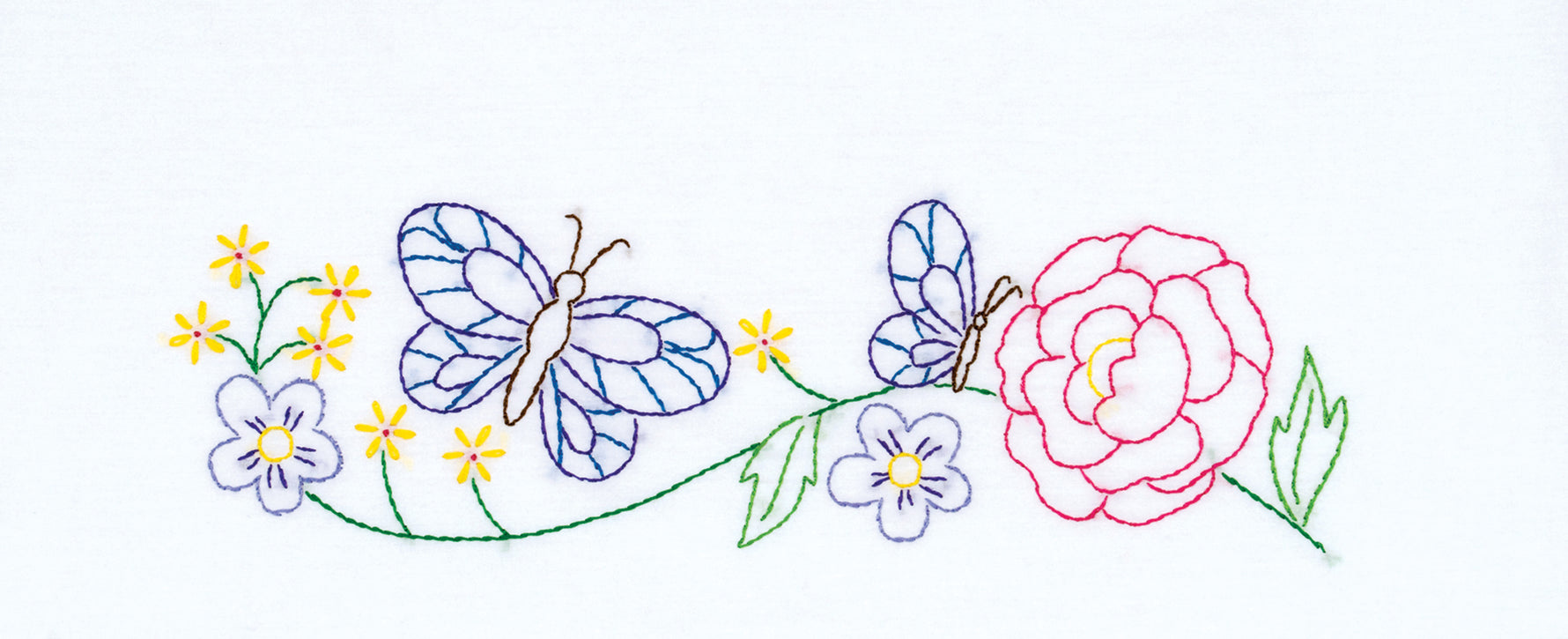 Flowers & Butterflies Pillowcase With Lace Edge