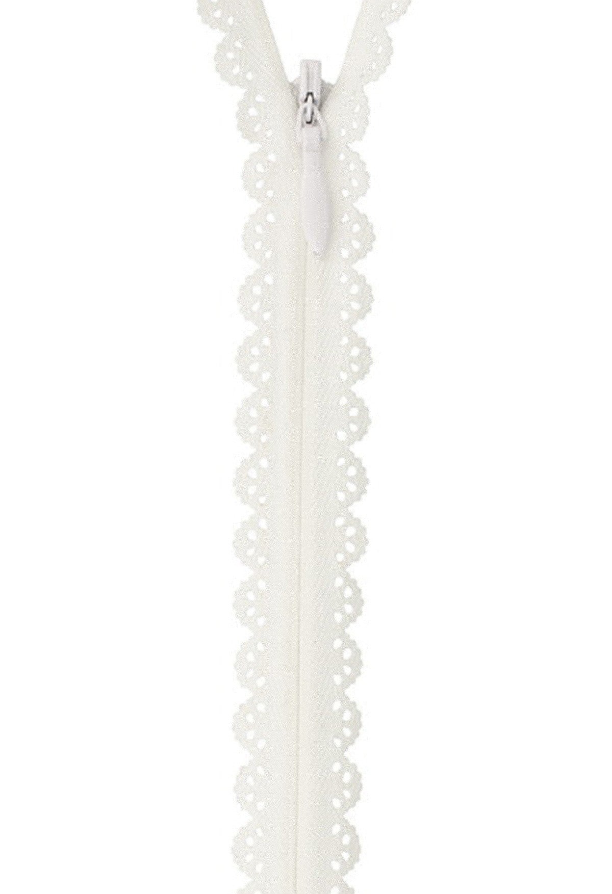 Zipper Lace 22cm 19mm wide White