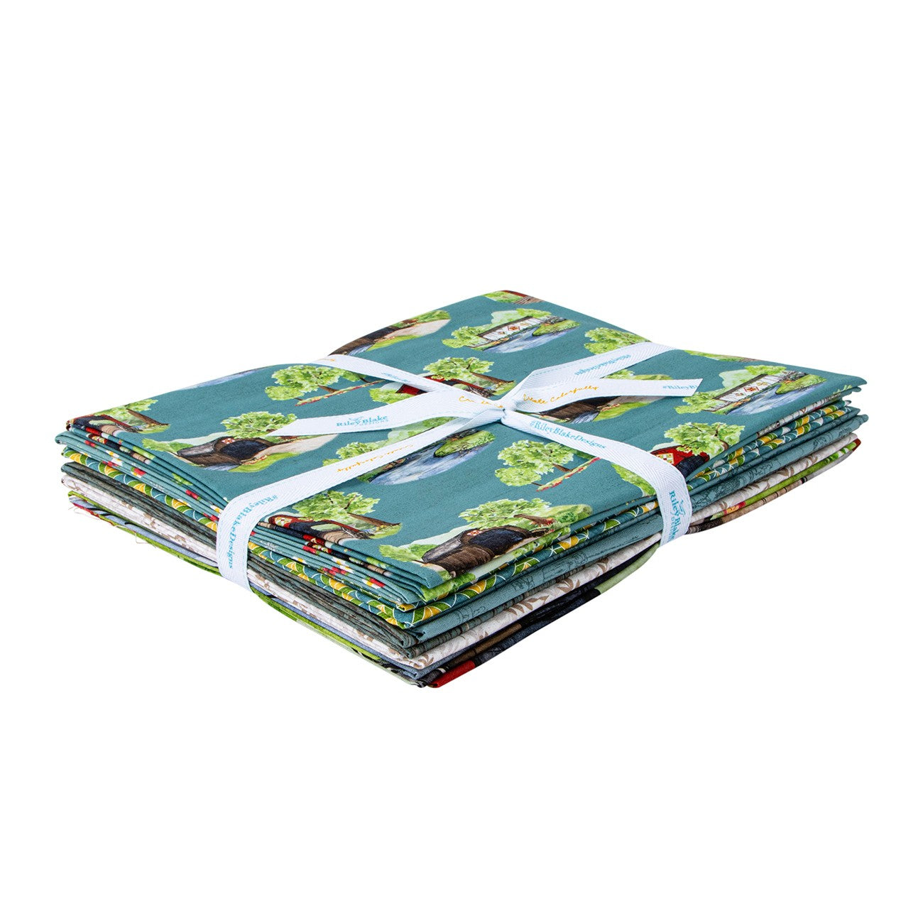 Covered Bridges in Spring 1 Yard Bundle Aqua, 8pcs/bundle