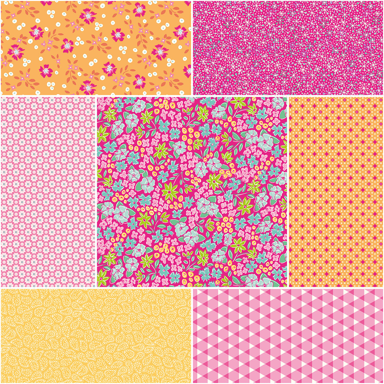 Vibrance 1 Yard Bundle Super Pink, 7 Pcs.