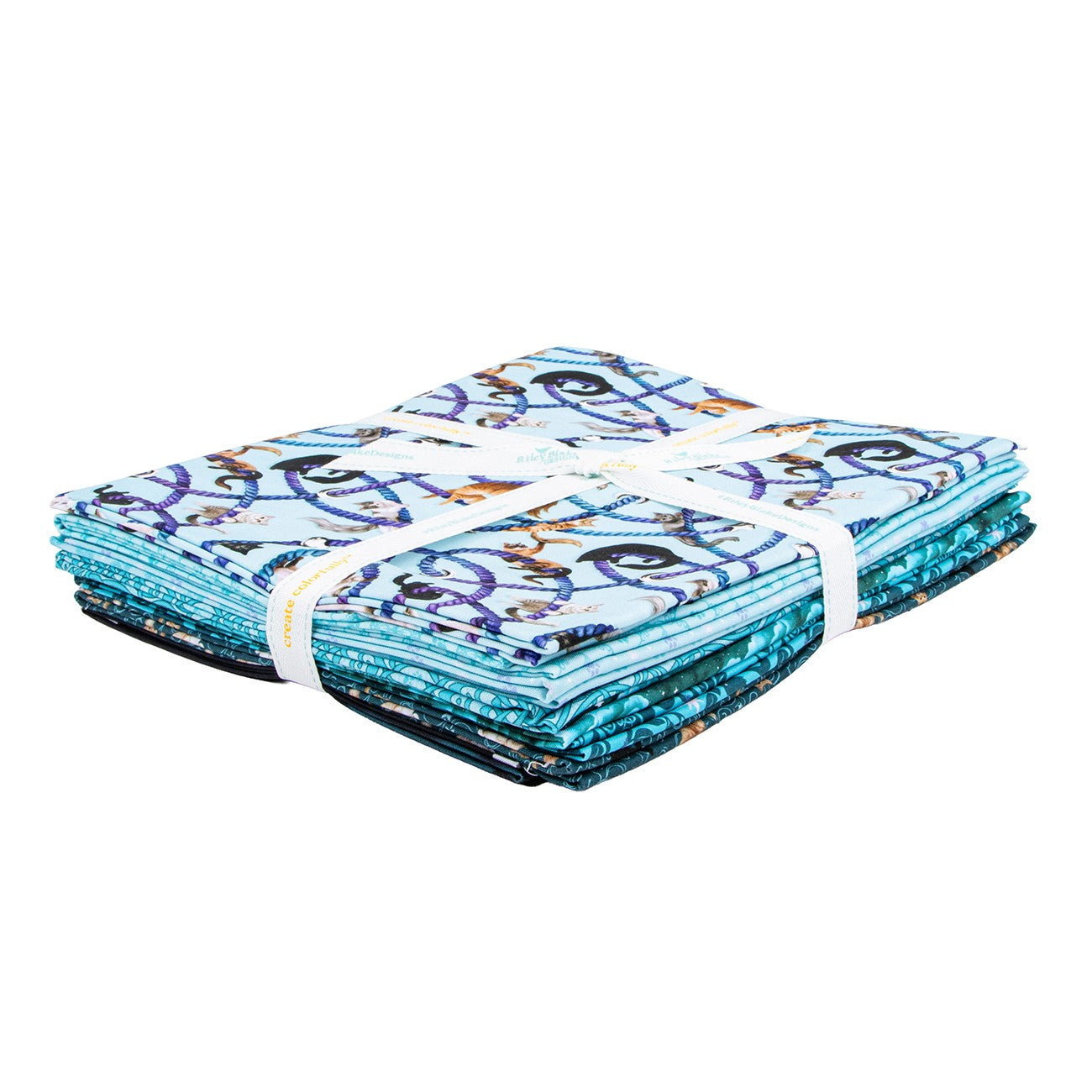 Celtic Cats 1 Yard Bundle Aqua, 8 Pcs.