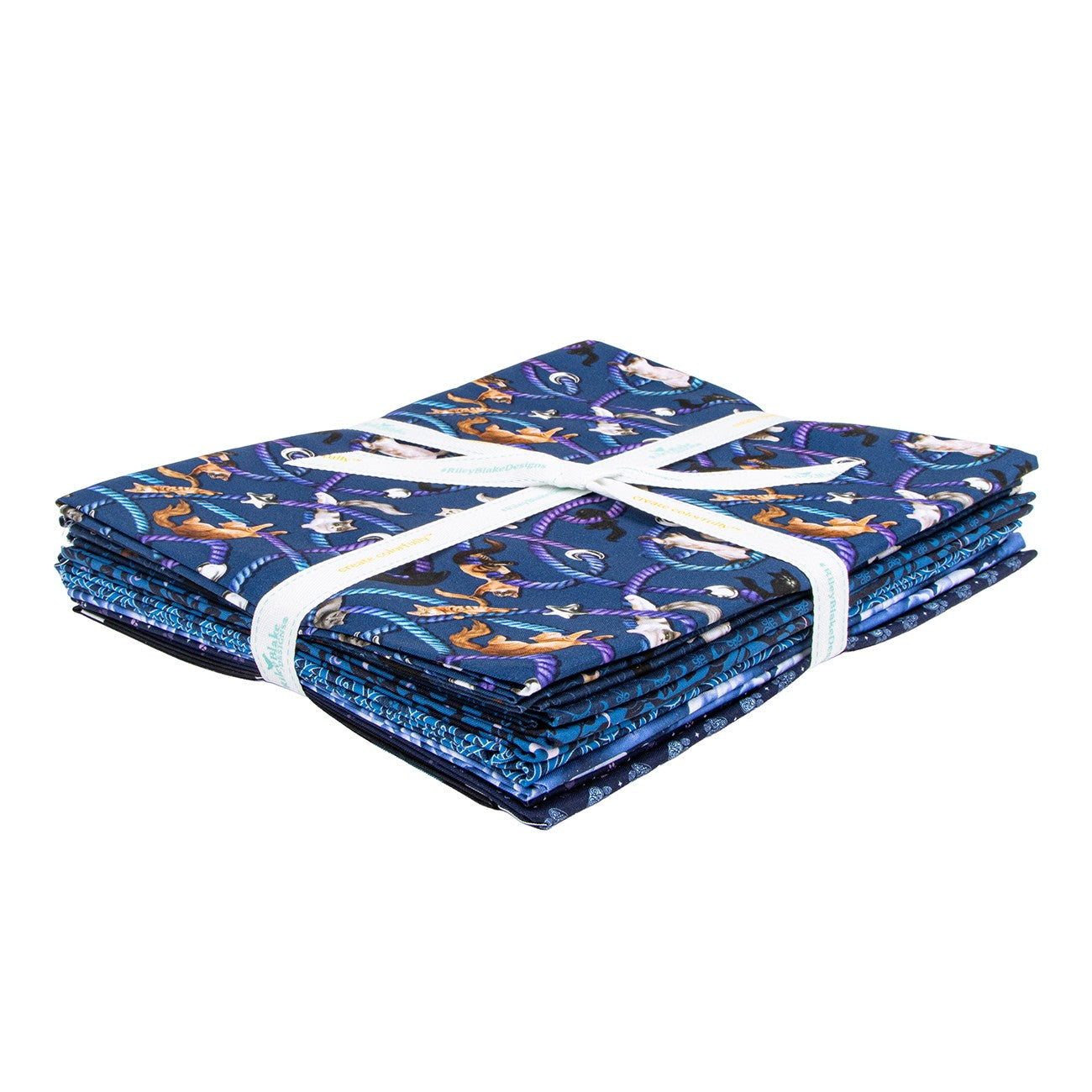 Celtic Cats 1 Yard Bundle Navy, 8 Pcs.