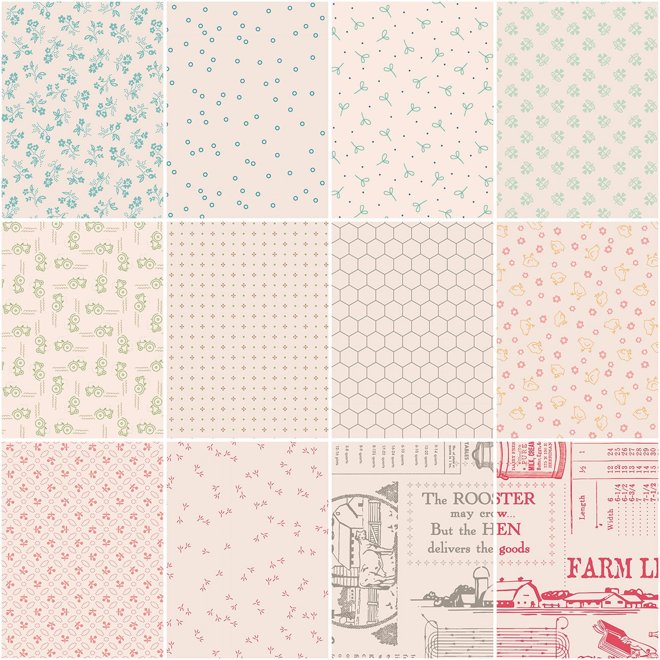 Farmer's Daughter 1 Yard Bundle Backgrounds, 12pcs