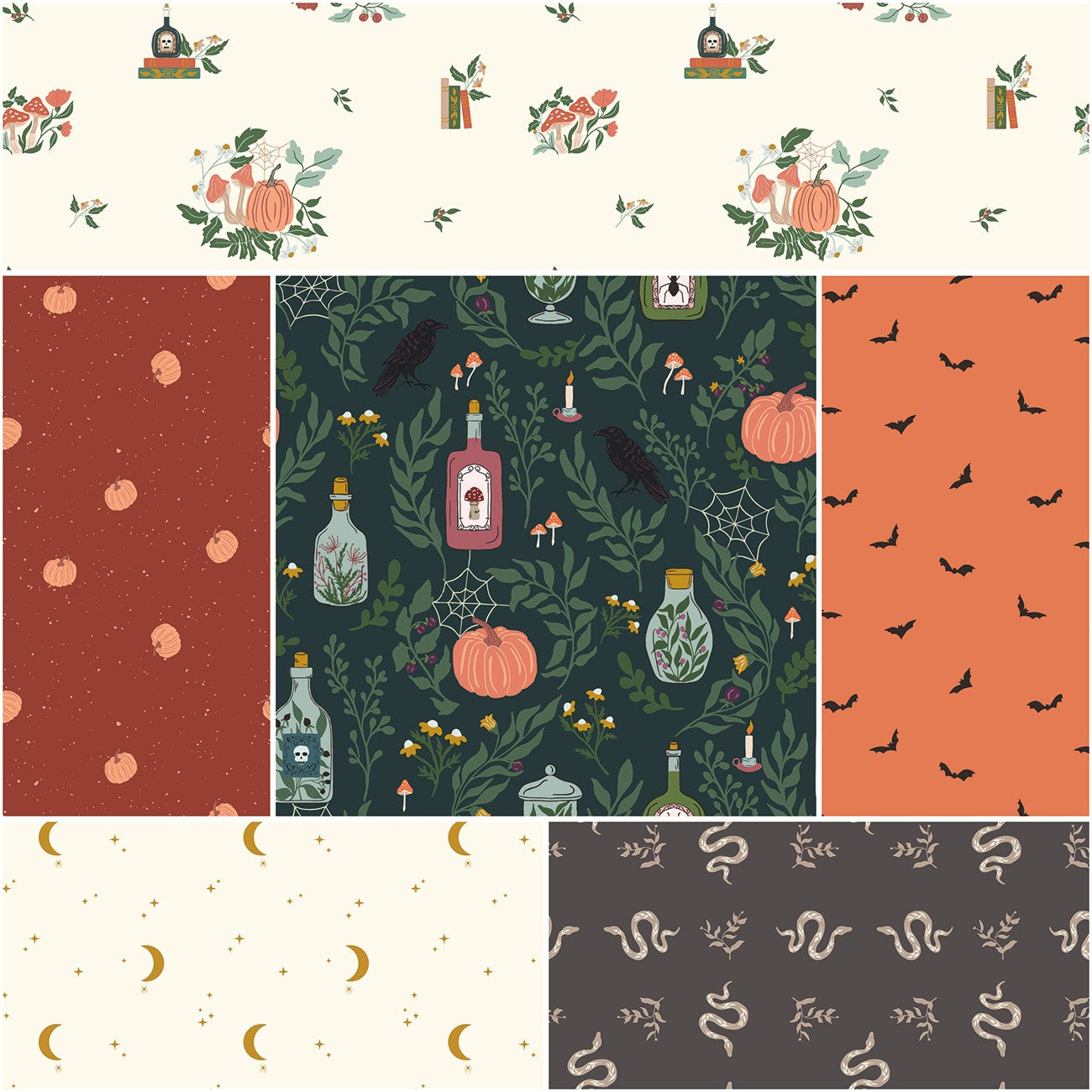 The Apothecary 1 Yard Bundle Deep Teal, 6pcs