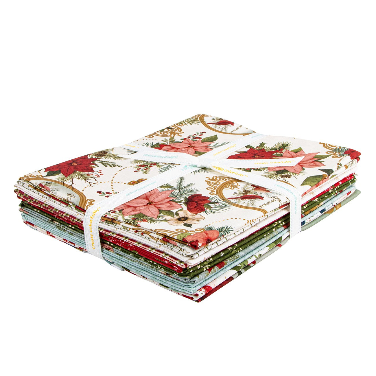 Christmas Greetings 1 Yard Bundle Cream, 10pcs