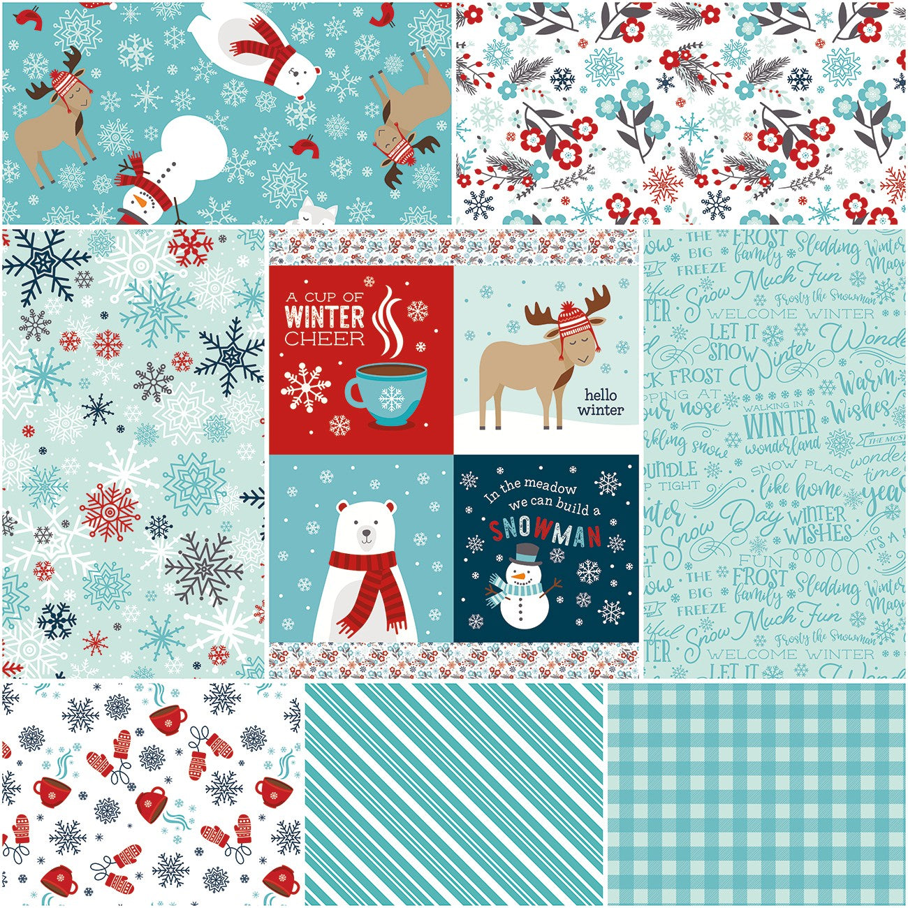 A Perfect Winter 1 Yard Bundle Blue, 8 Pcs.