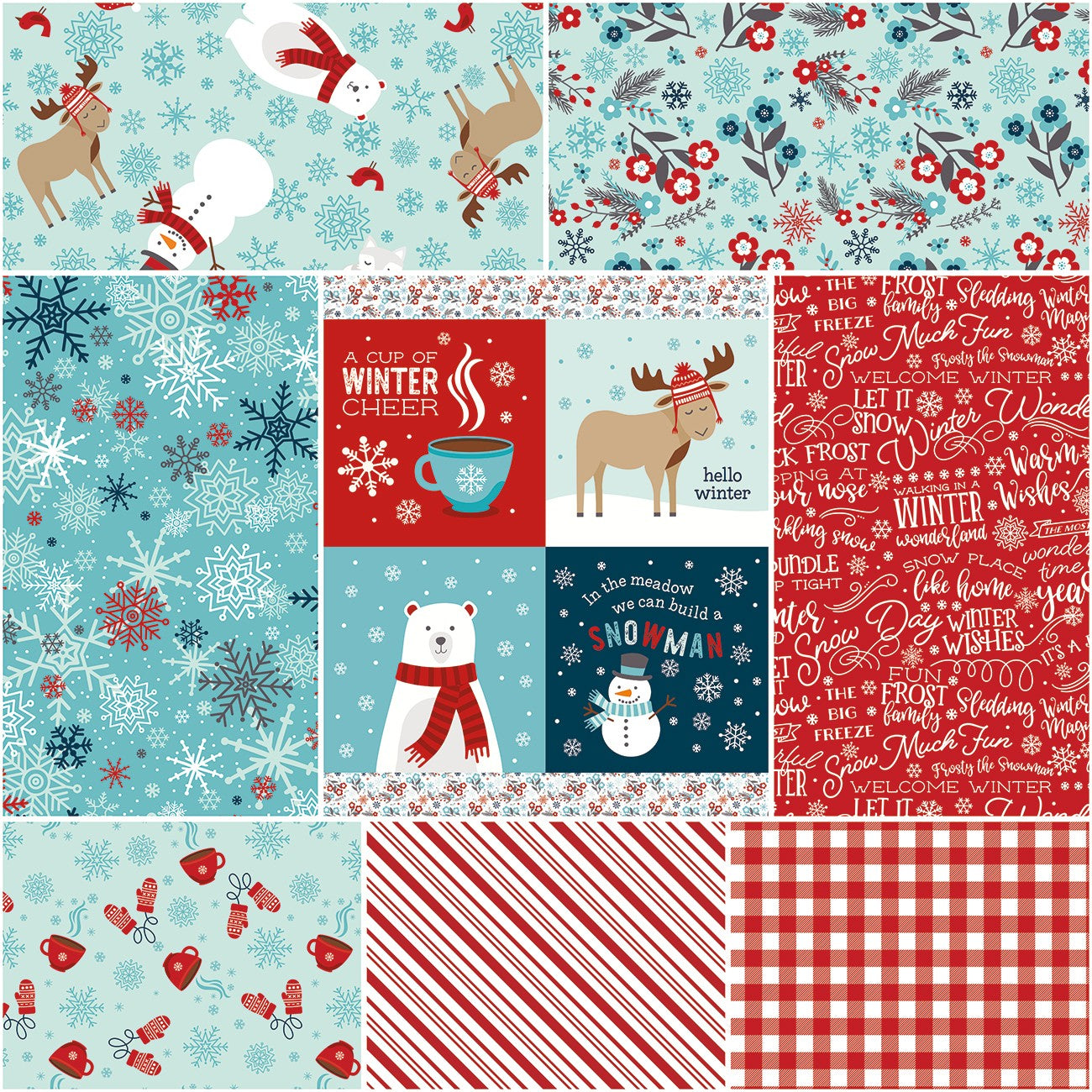 A Perfect Winter 1 Yard Bundle Powder, 8 Pcs.
