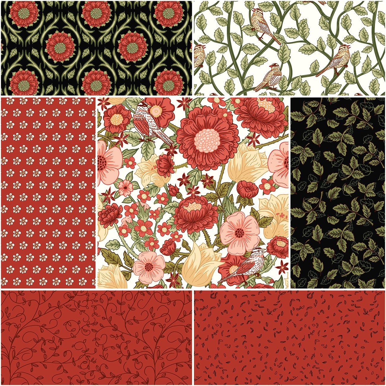 Tangled Garden 1 Yard Bundle Cream, 7 Pcs.