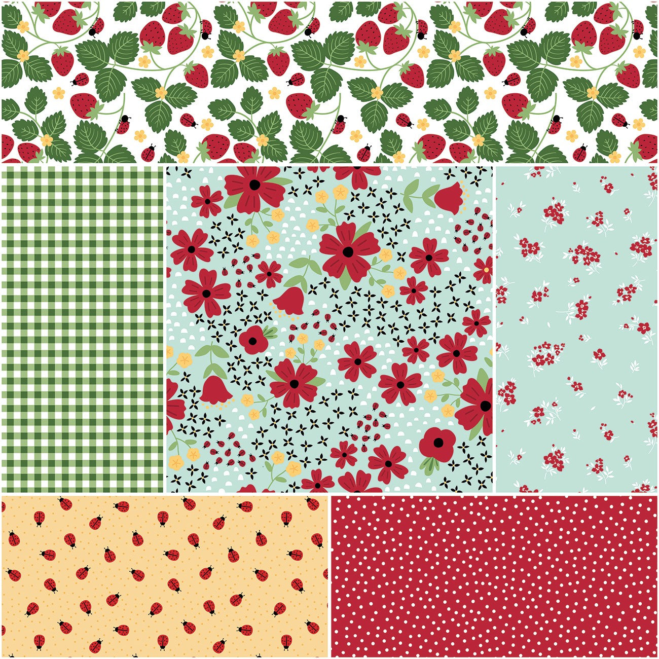Little Ladybug 1 Yard Bundle Blue, 6 Pcs.