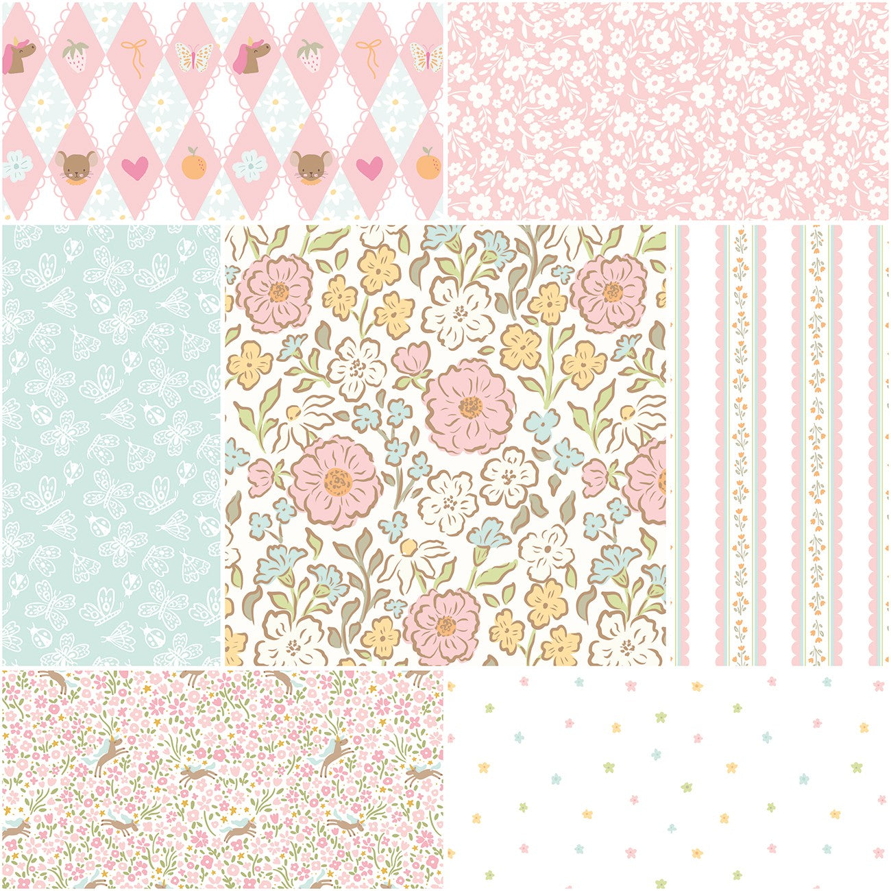 Little Posies 1 Yard Bundle Cloud, 7pcs