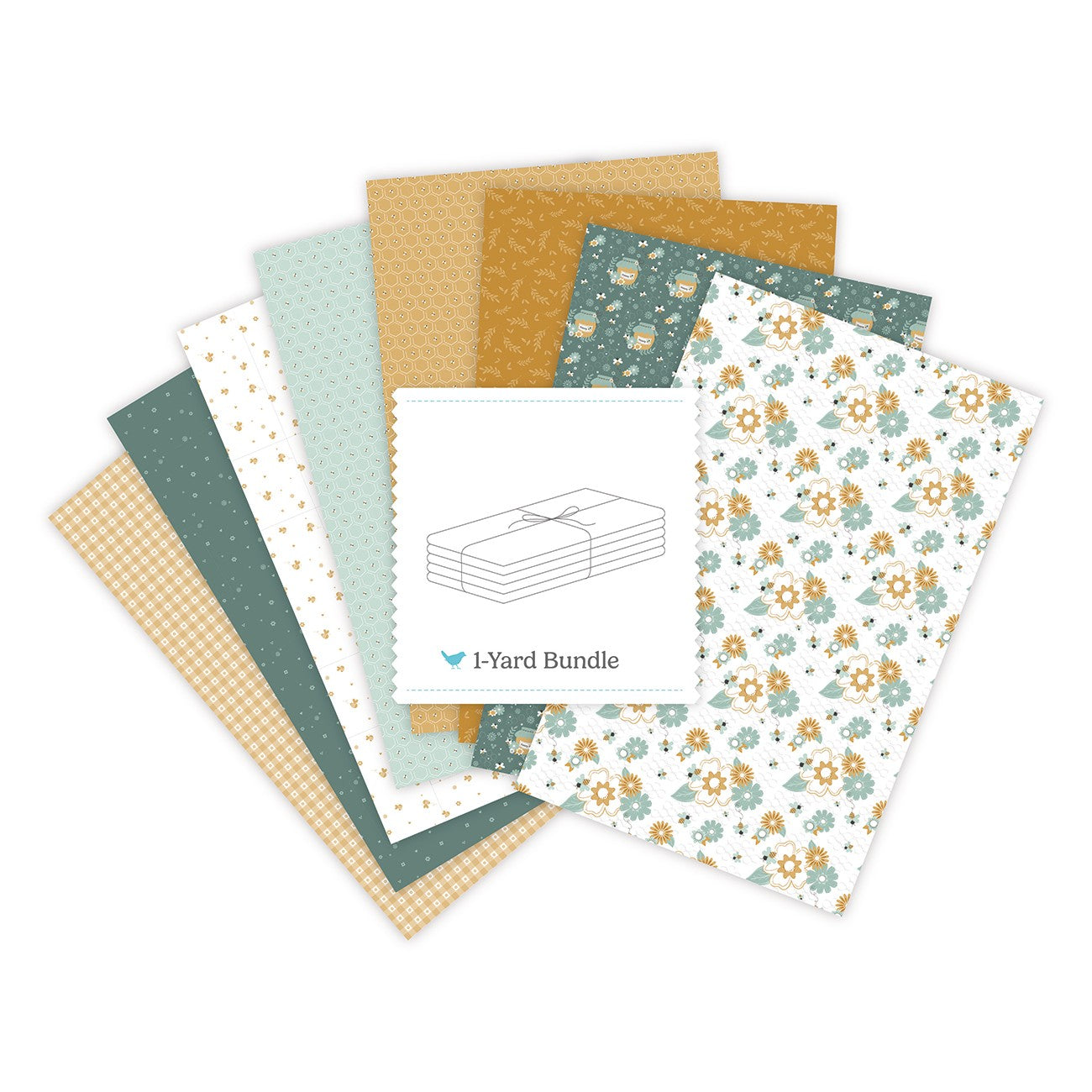 Bees and Blossoms 1 Yard Bundle White, 8 Pcs.