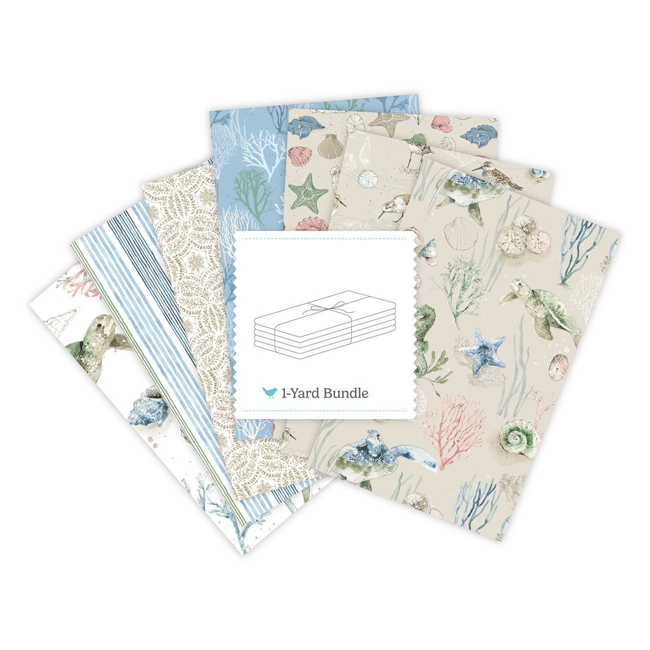 Sea Echoes 1 Yard Bundle Beige, 7 Pcs.