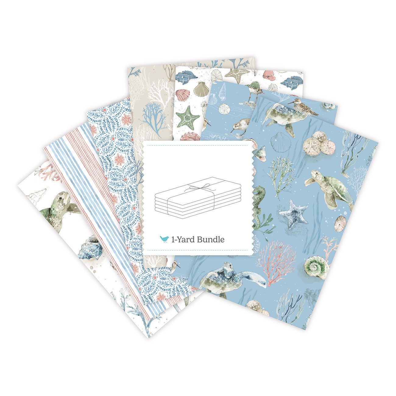 Sea Echoes 1 Yard Bundle Blue, 7 Pcs.