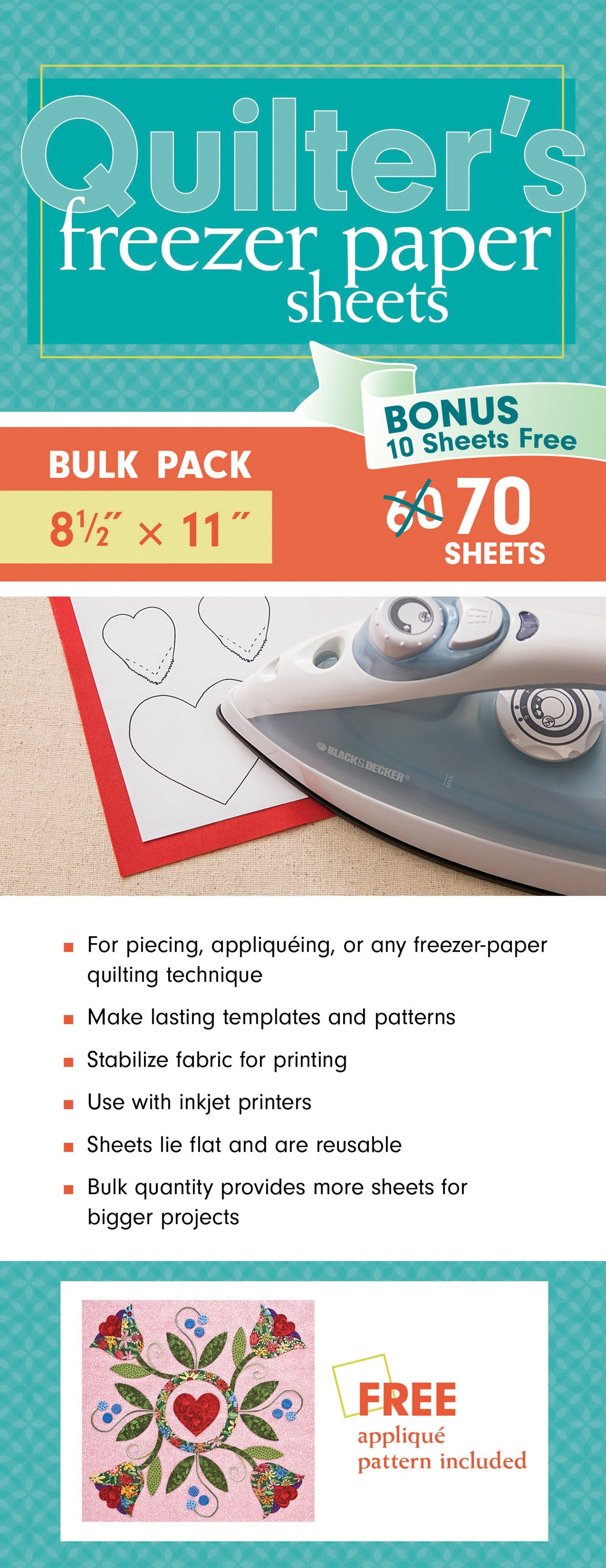 Quilters Freezer Paper Sheets, Bulk Pack