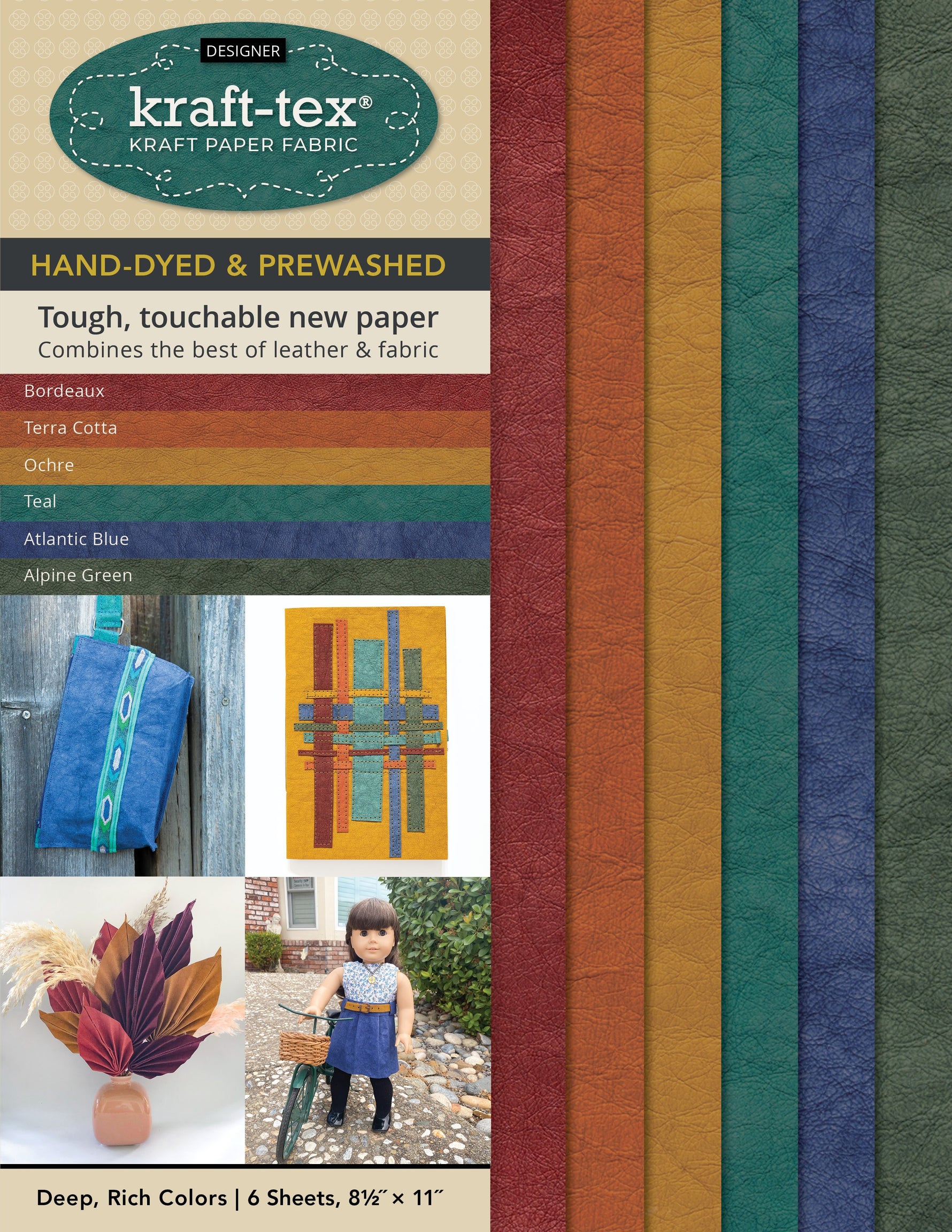 kraft-tex Designer Sampler 6 Deep, Rich Colors Hand-Dyed & Prewashed