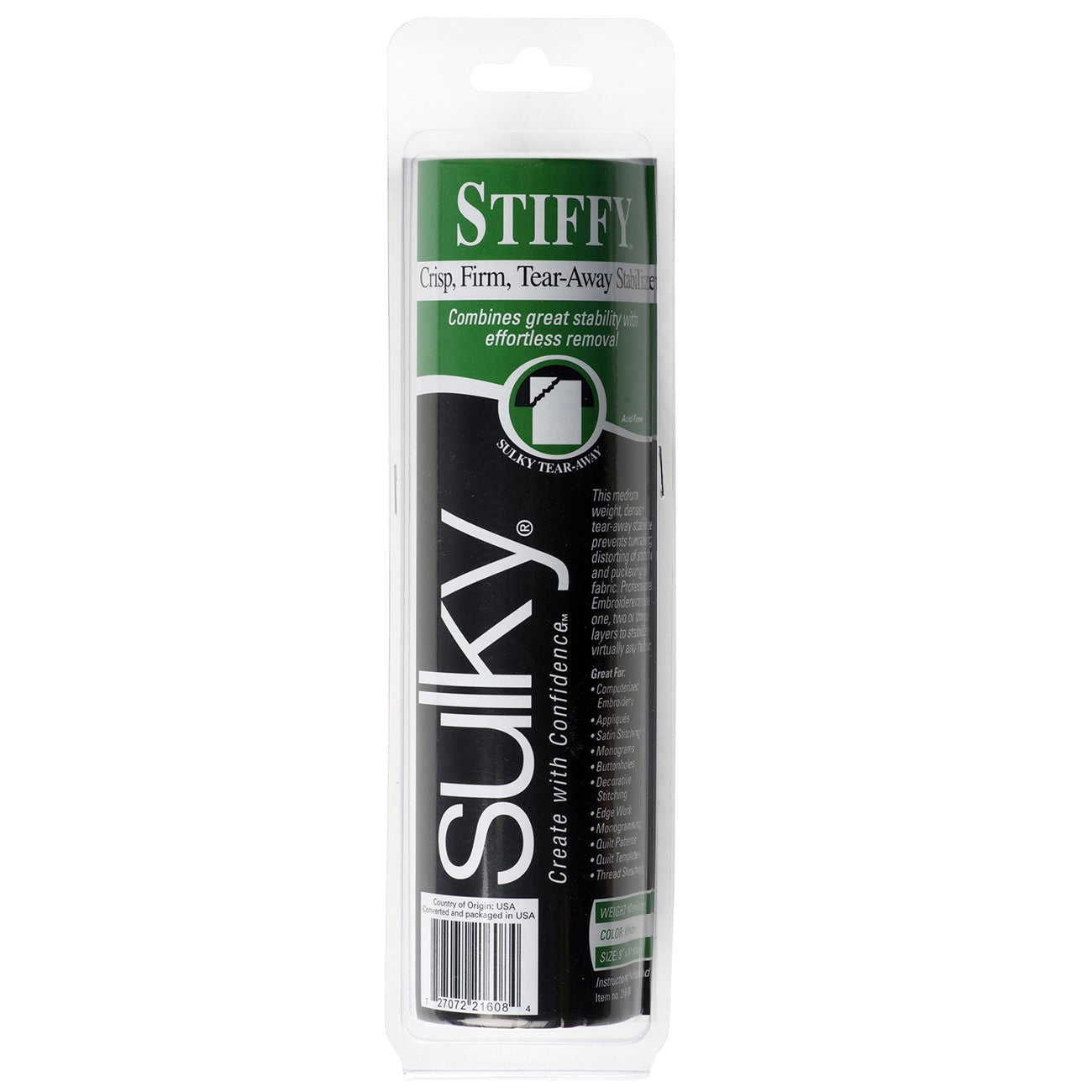 Stiffy Firm Tear-Away Stabilizer White 8in x 11yds