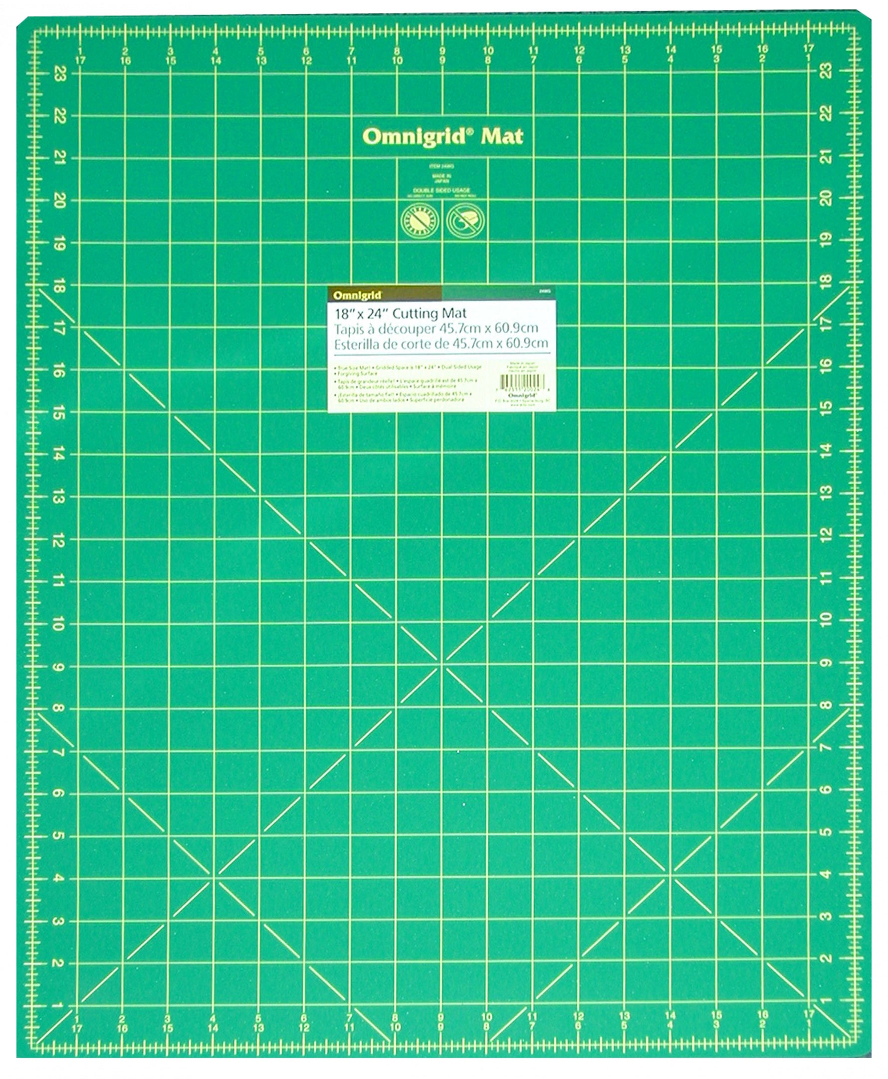 Cutting Mat Omnigrid Green with Yellow Grid 18in x 24in
