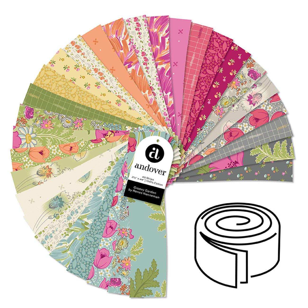 Groovy Garden - 2.5 Inch Strip Roll - 40 Cuts Each