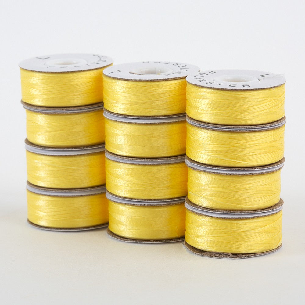 SuperBobs Polyester Bobbin 12pk L-Style Yellow