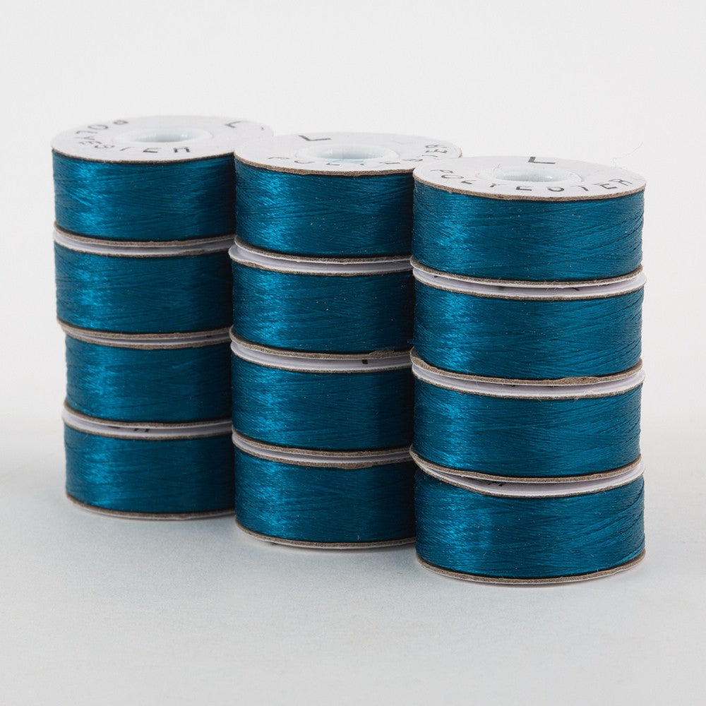 SuperBobs Polyester Bobbin 12pk L-Style Turquoise