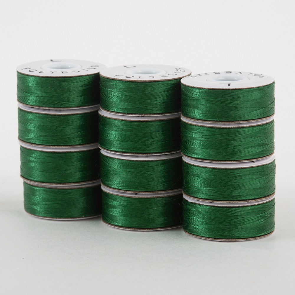 SuperBobs Polyester Bobbin 12pk L-Style Green