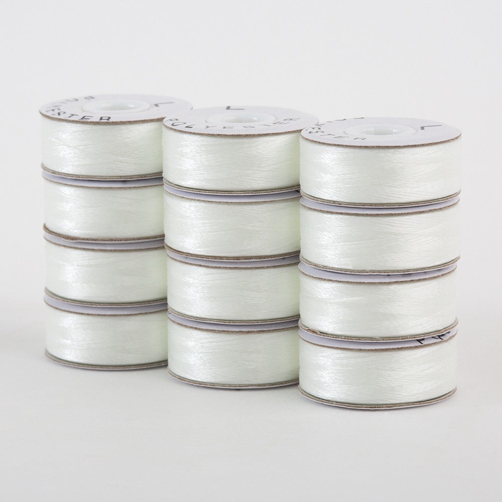 SuperBobs Polyester Bobbin 12pk L-Style Natural White
