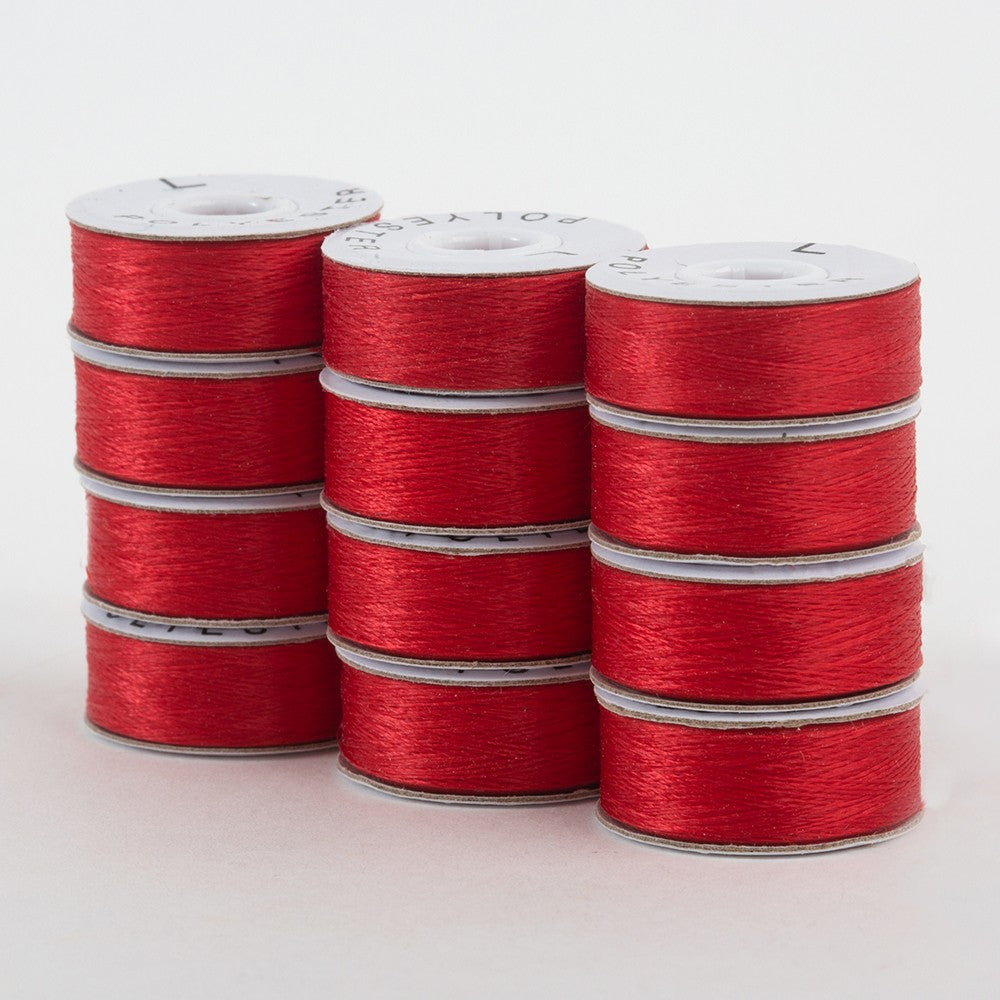 SuperBobs Polyester Bobbin 12pk L-Style Bright Red