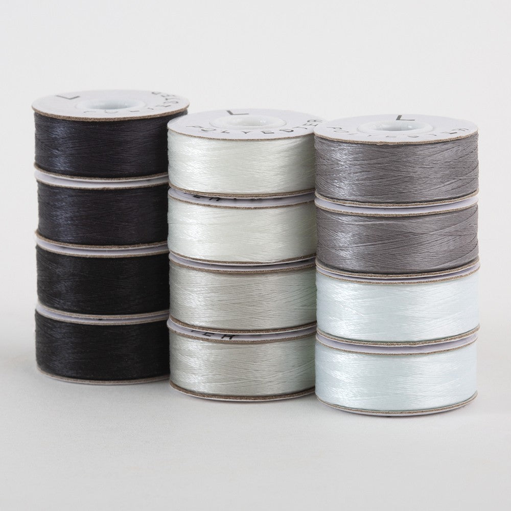 SuperBobs Polyester Bobbin 12pk L-Style Monochrome
