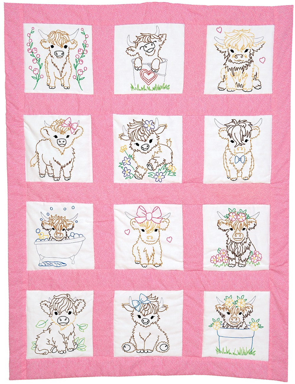 Baby Highland Cows Nursery Quilt Blocks