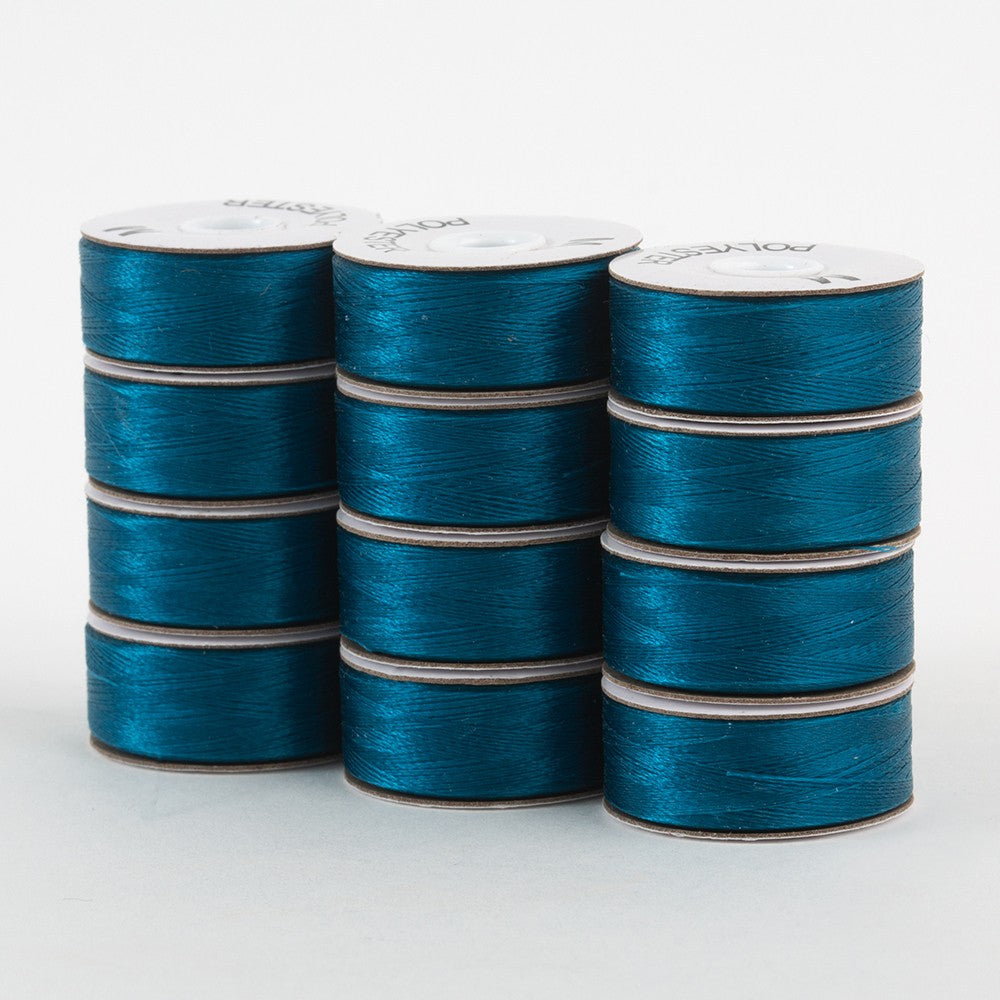 SuperBobs Polyester Bobbin 12pk M-Style Turqoise