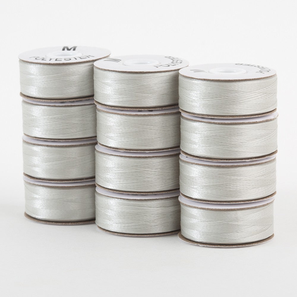 SuperBobs Polyester Bobbin 12pk M-Style Silver