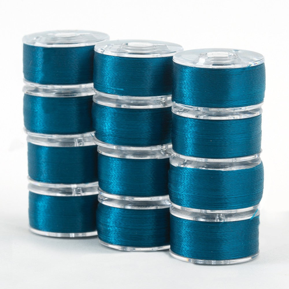 SuperBobs Polyester Bobbin 12pk Class 15 Turqoise