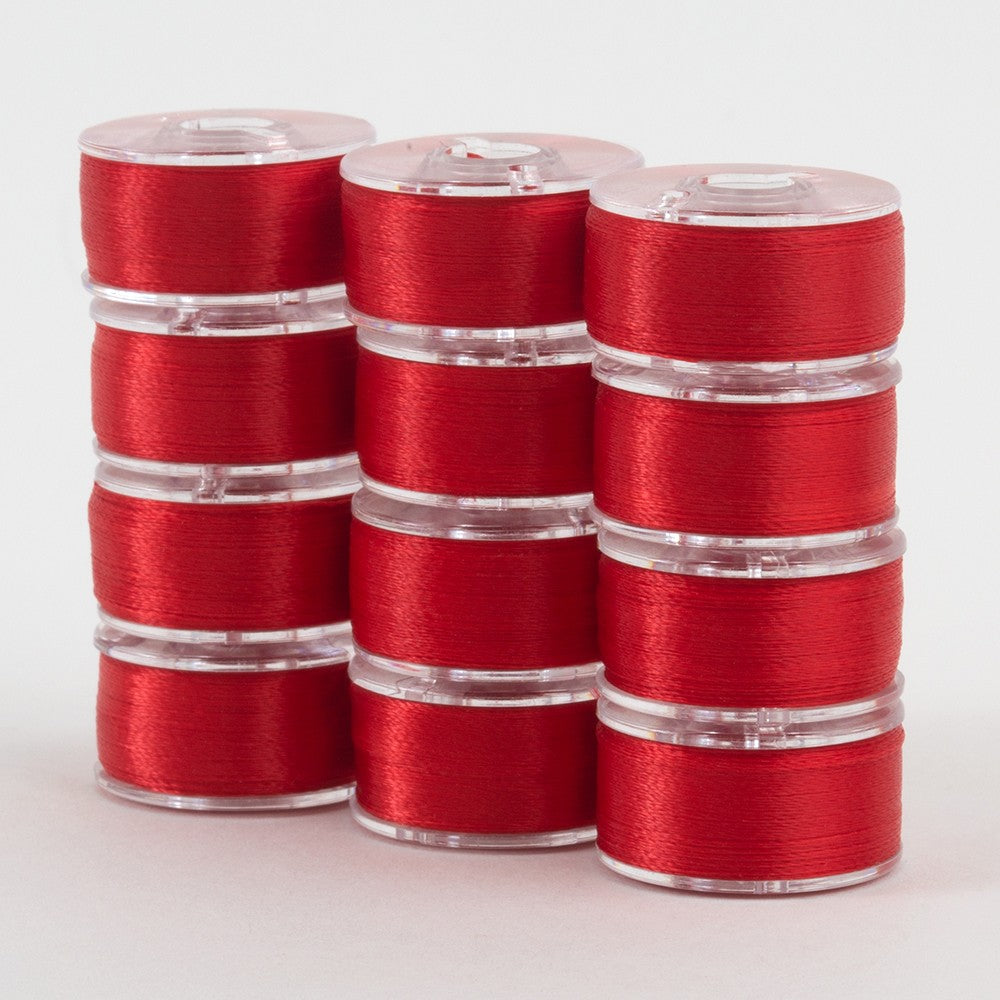 SuperBobs Polyester Bobbin 12pk Class 15 Bright Red