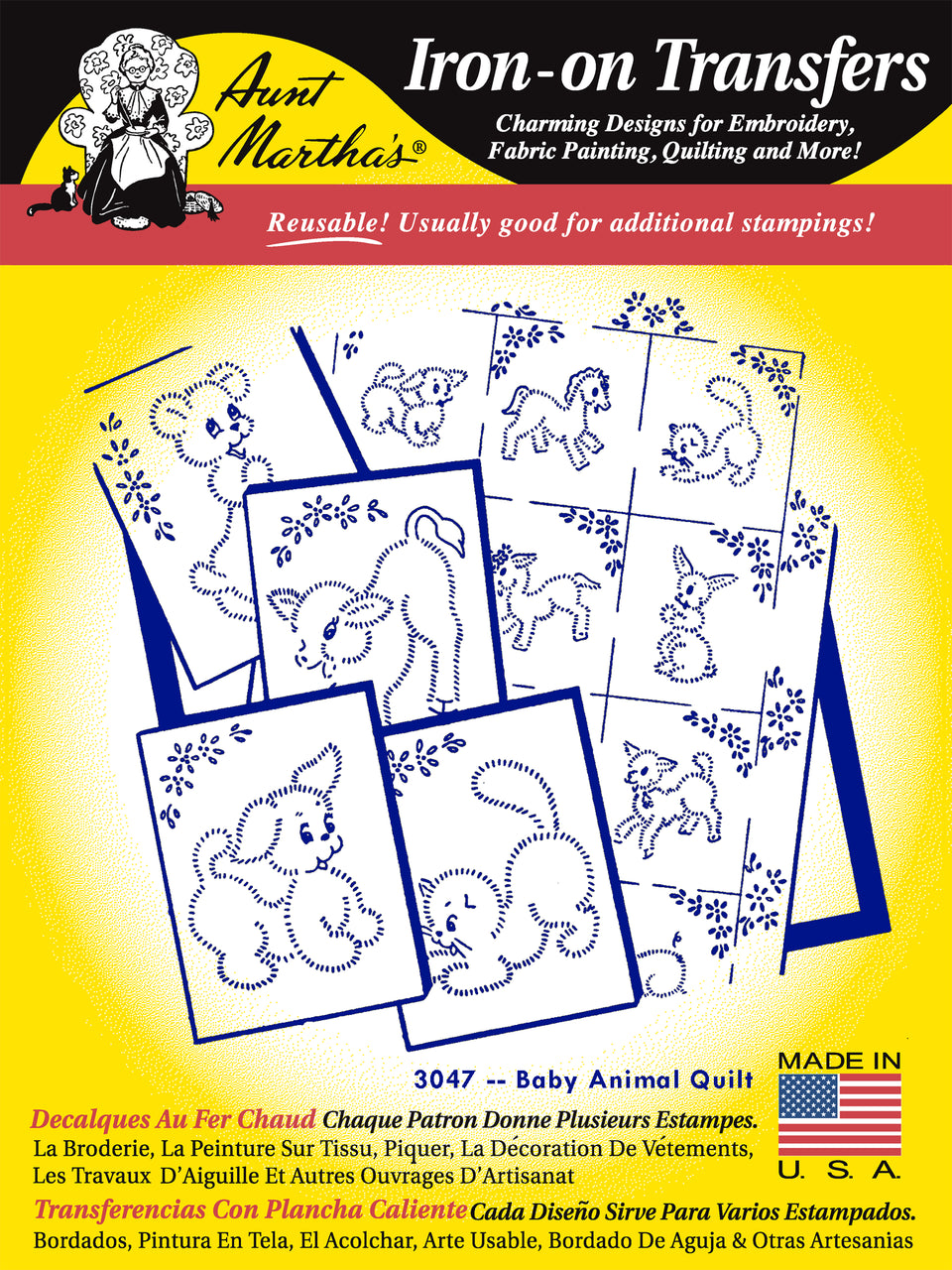 Aunt Martha's #3047 Baby Animal Quilt