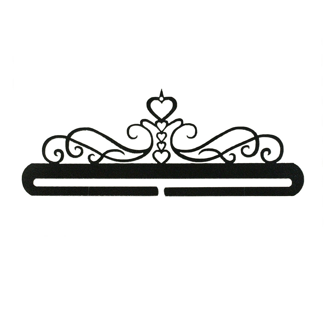 5 Heart Scroll Split Bottom Charcoal 12in
